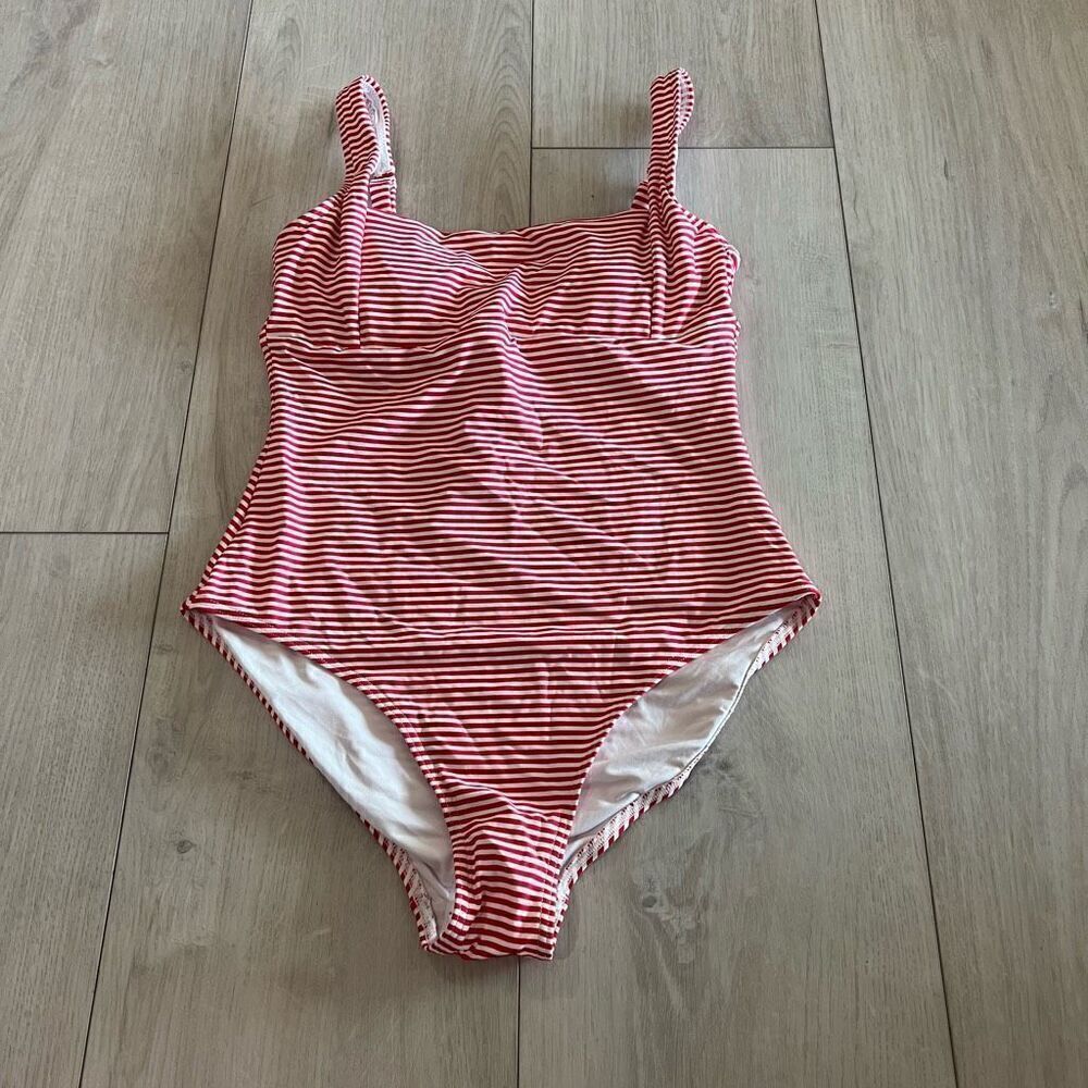 Sea level SORRENTO STRIPE SQUARE NECK ONE PIECE - RED size 6